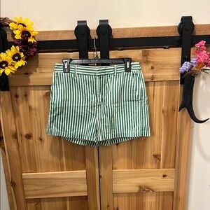 Chic Green Striped Women's Shorts